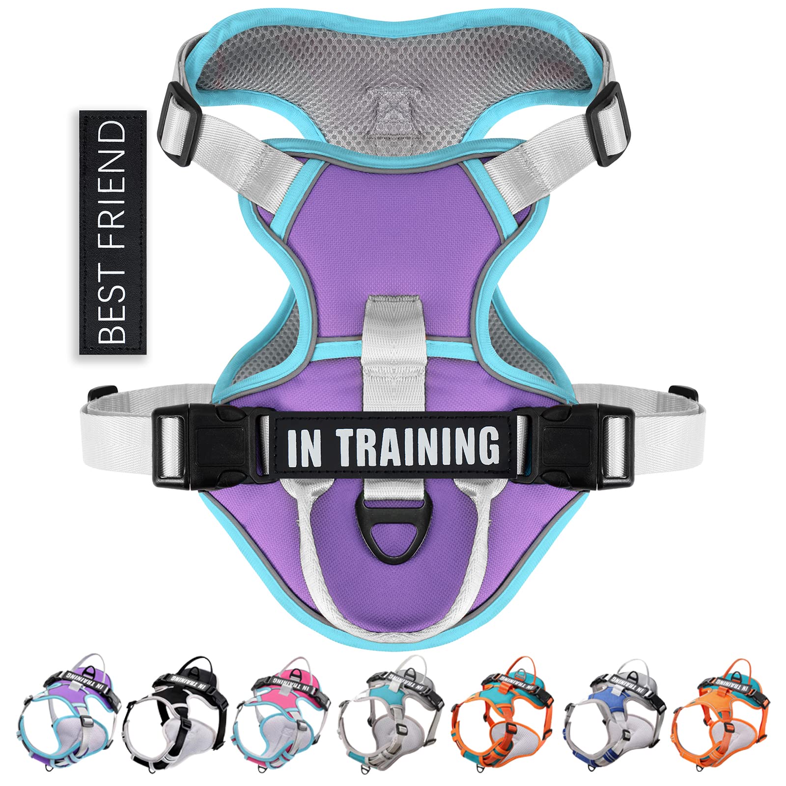 WENDISI No Pull Dog Harness, Reflective Dog Vest Harness with Front & Back 2 Leash Clips, Oxford Pet Harness Adjustable Soft Padded Dog Vest with Easy Control Handle for Small Medium Large Dogs