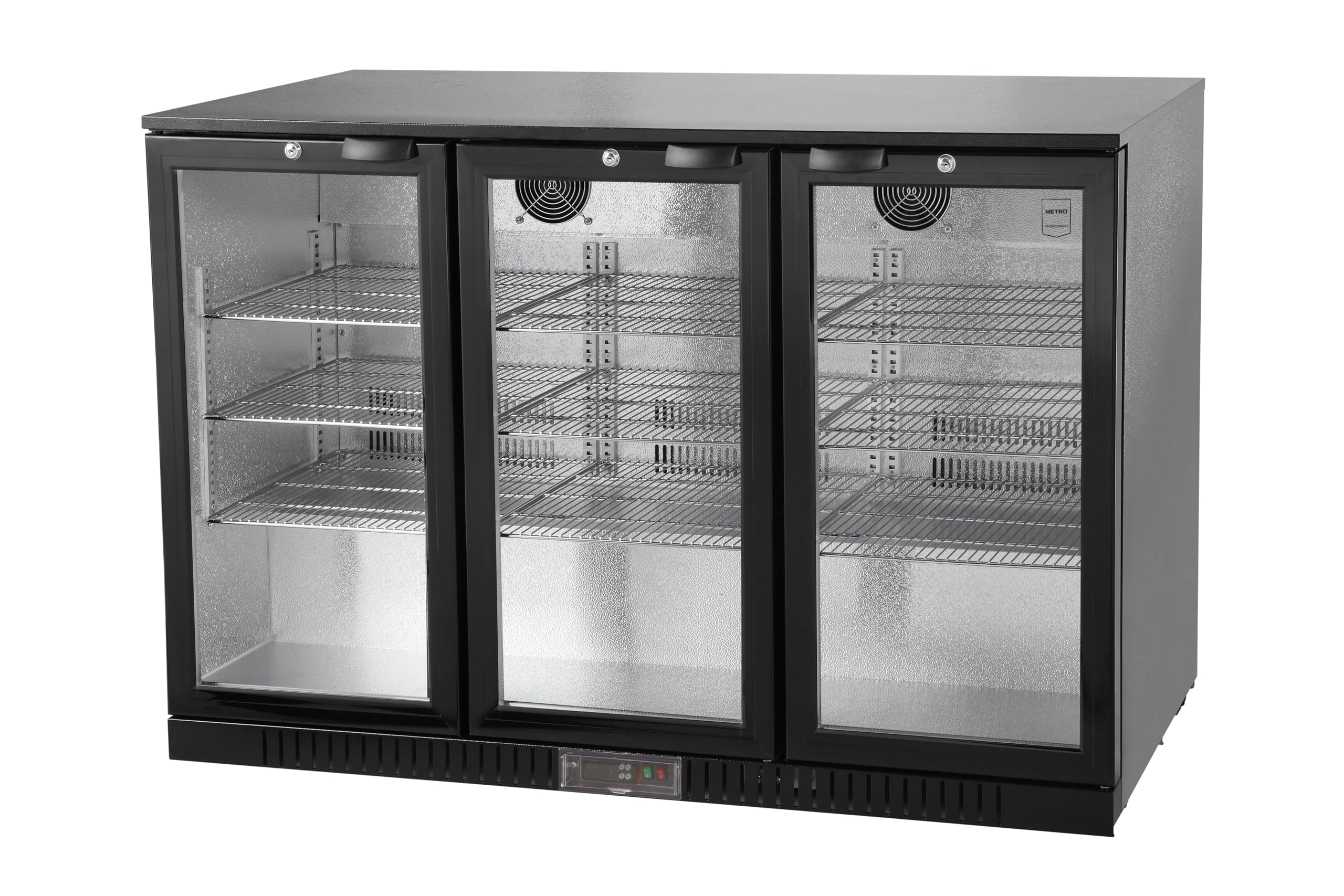 METRO Professional Arrière bar 3 portes GBC3003 aluminium/verre 135x53x86,5 cm 308 L froid ventilé 160 W noir
