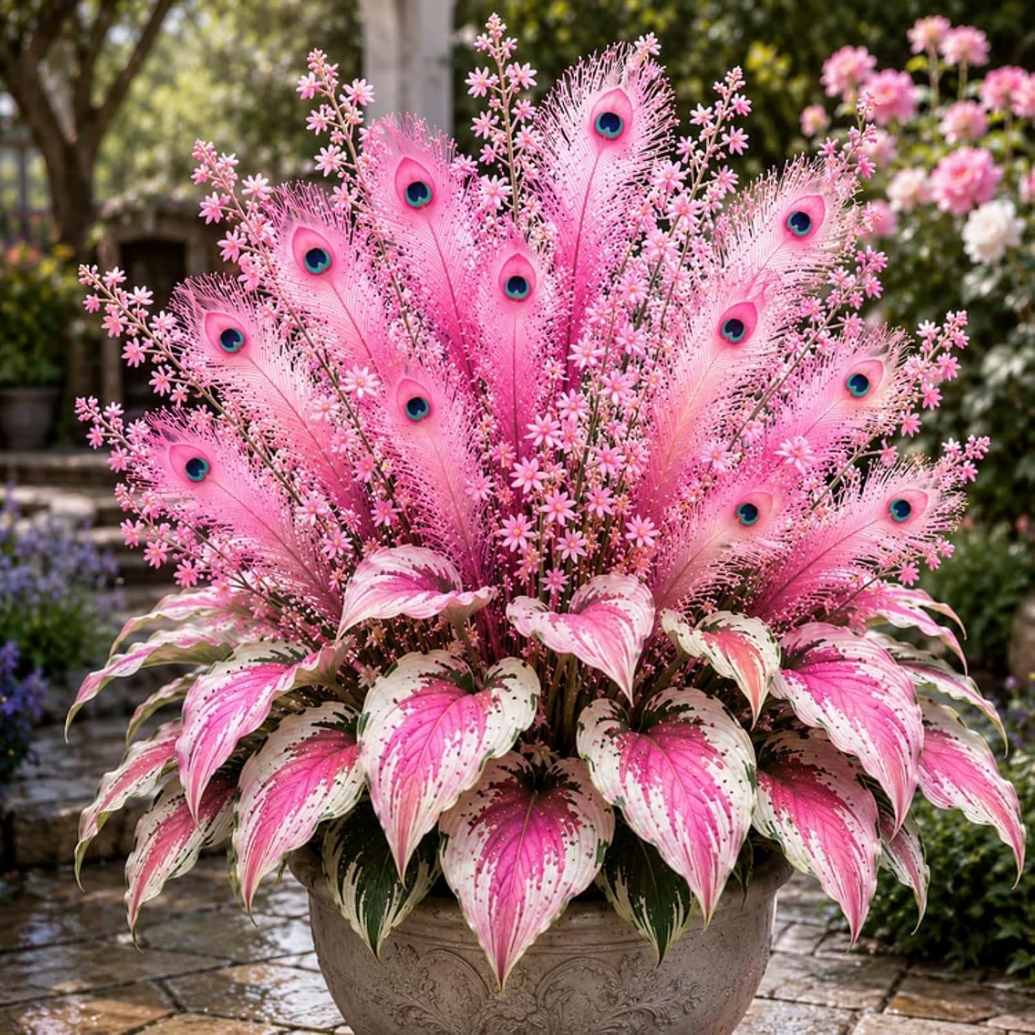'Peacock Flame' Hosta - Dazzling Display-Shade-Tolerant Perennial- Perennial Easy Grow for Garden Displays-8 Bulbs-B