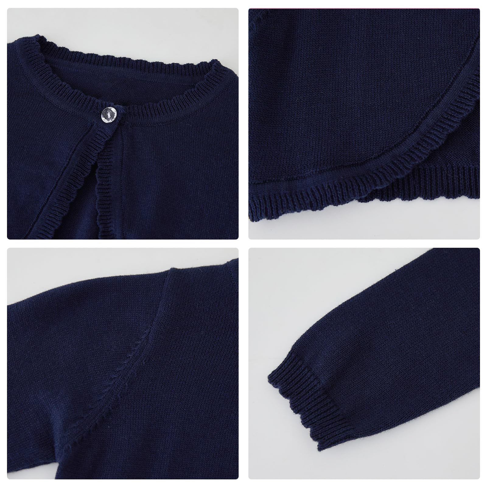 Miipat Fille en Bas Âge Cardigan Tricoté Enfants Pulls Tricotés Cardigan Boléro à Bouton Unique à Manches Longues Col Ras du Cou Manteau en Tricot