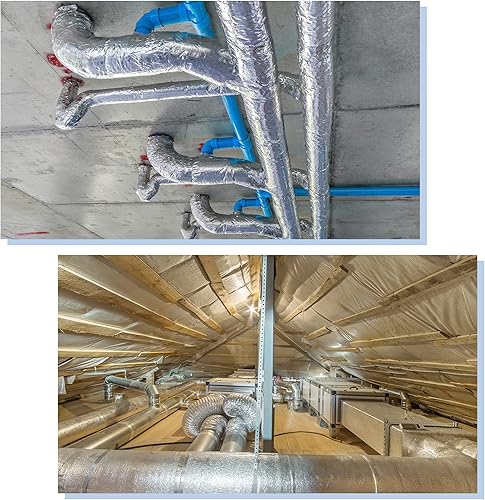 Miniatura 5 de uxcell 197mil 54.4sqft Alfombrilla de amortiguación de sonido térmico para techo de granja de fábrica y tubería de agua, aislamiento acústico