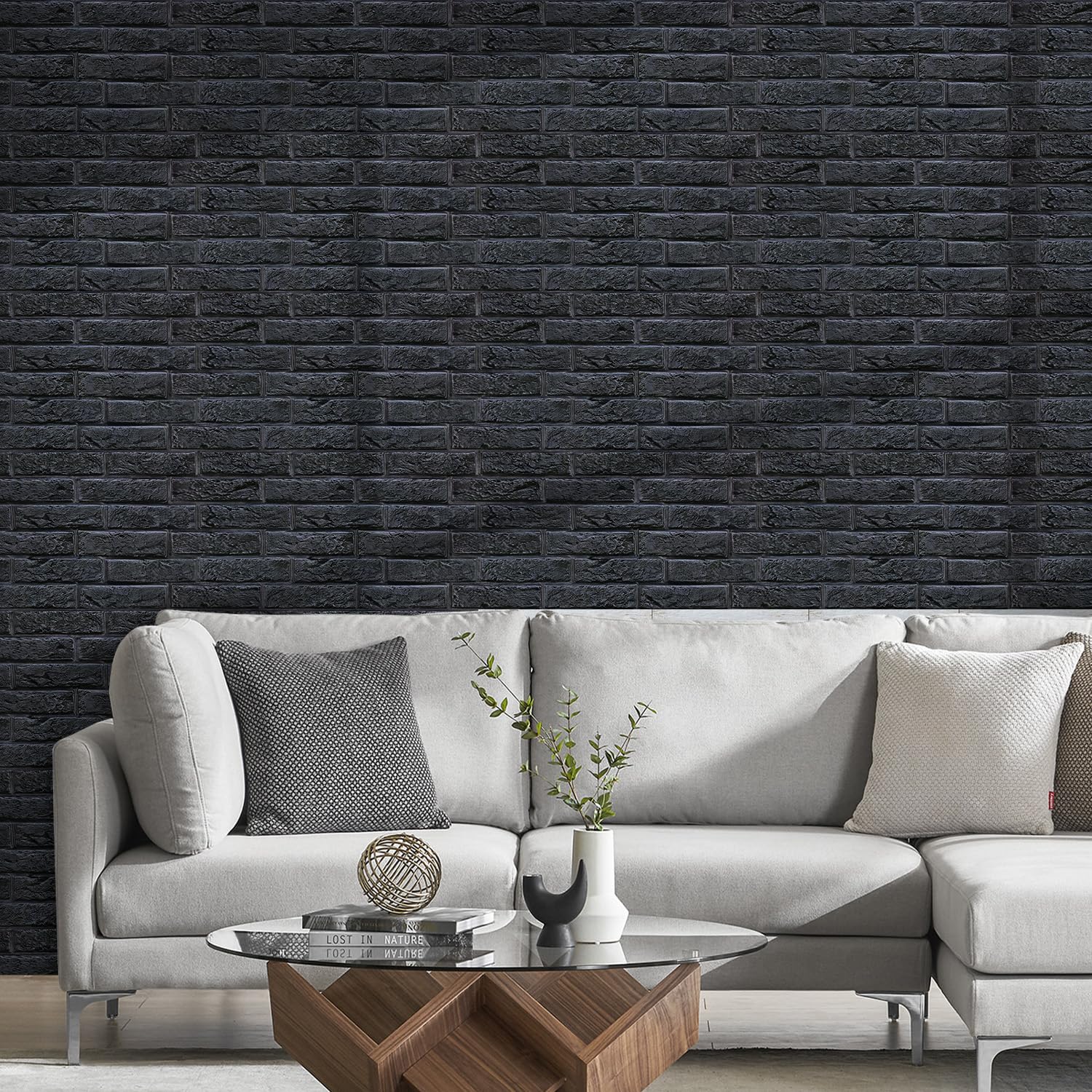 COMSTICKC 3D Wandpaneele Selbstklebend,12 Stück 58 X 30 CM, Ultraleicht Wandverkleidung Steinoptik PVC Wandaufkleber Ziegeloptik Tapete, 3D Wall Panel für Innendekoration, Deckfläche: 2,1 m²