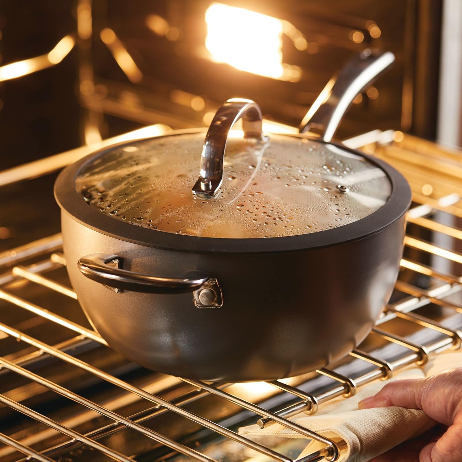 Rachael Ray Cook + Create Hard Anodized Nonstick Saucier Pan/Saucepan with Lid and Helper Handle, 4.5 Quart - Black : Everything Else