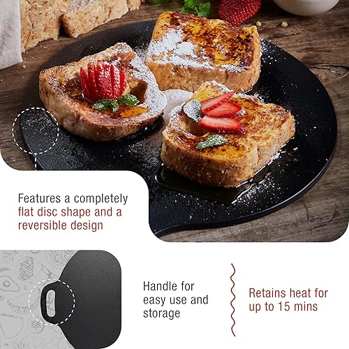 Miniatura 5 de Victoria Sartén para Tawa Dosa de hierro fundido de 12 pulgadas, sartén para pizza con asa de bucle, sartén para crepas pre-sazonada con aceite de