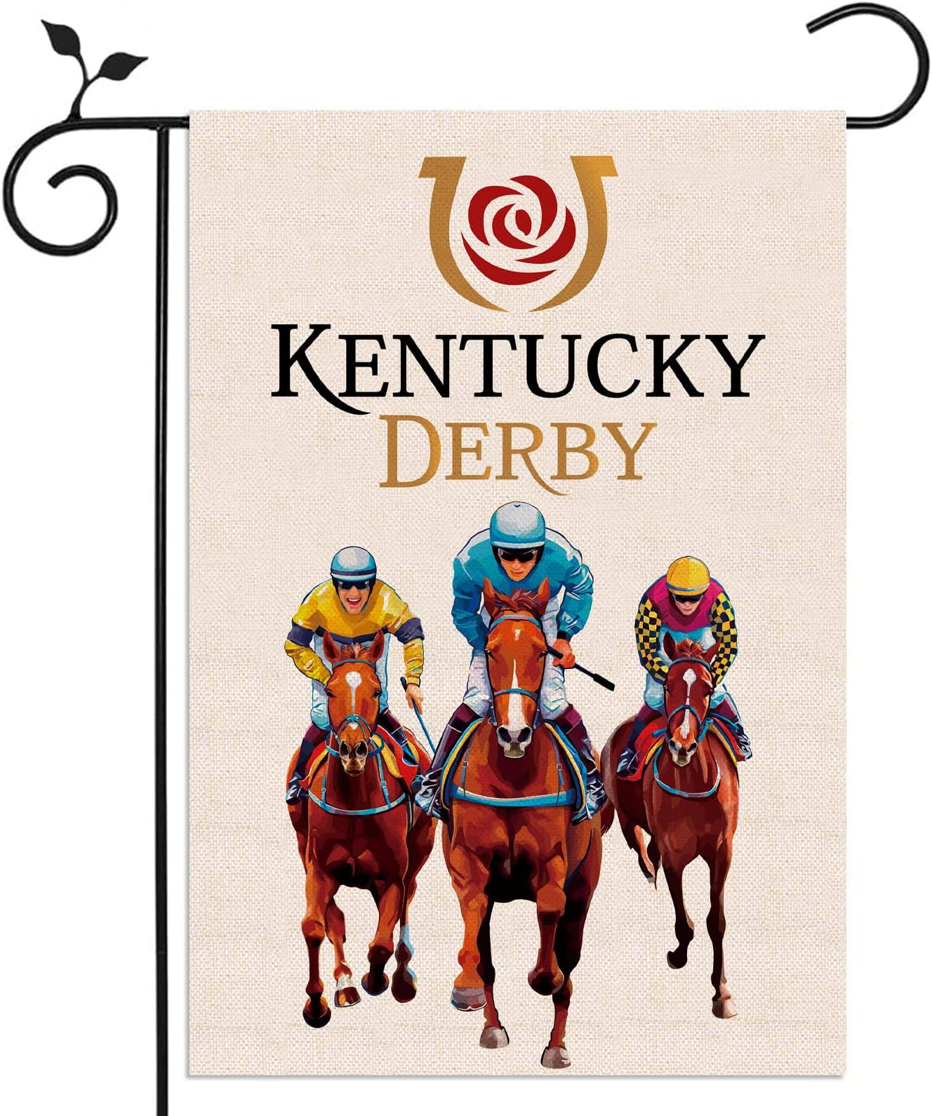 Nepnuser Kentucky Garden Flag Run for The Rose Horse Racing Party Decoration Double Sided Lawn Front Yard Sign