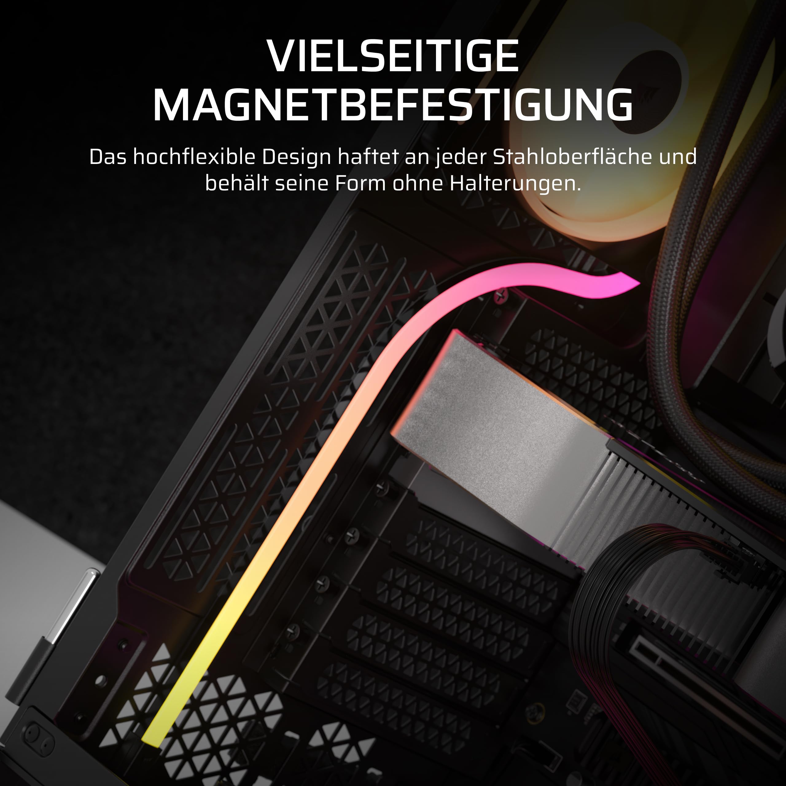 CORSAIR iCUE LINK LS430 Aurora RGB-Lichtleisten 430mm Kit – 2X Magnetisch Gestreute RGB-LED-Streifen – iCUE LINK Adapter und ARGB zu iCUE 3-Pin Adapterkabel im Lieferumfang Enthalten