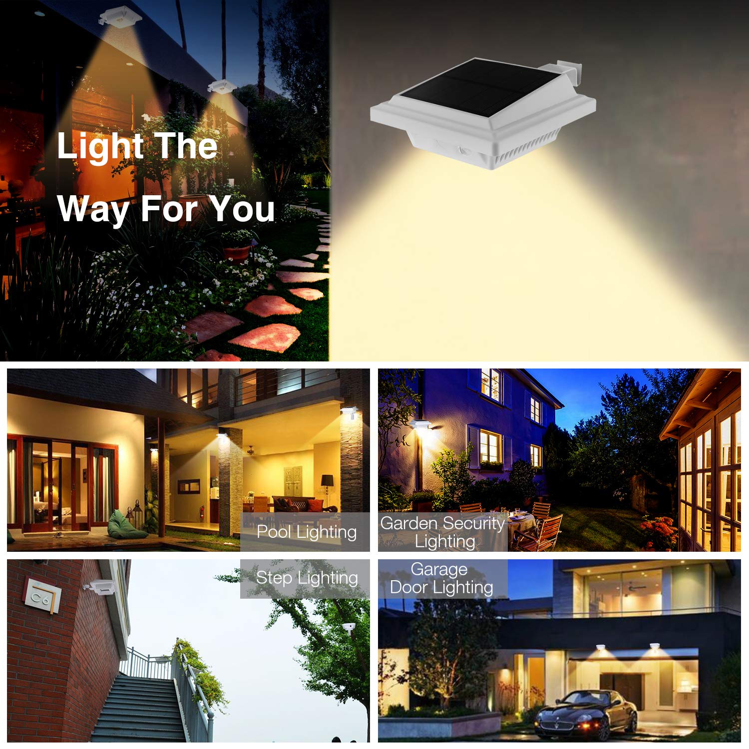 Solarna Lampa do Rynny Dachowej, do Użytku na Zewnątrz, 25 Diod LED, Automatyczne Włączanie/Wyłączanie, Białe, Ciepłe Białe Światło (2 Sztuk)