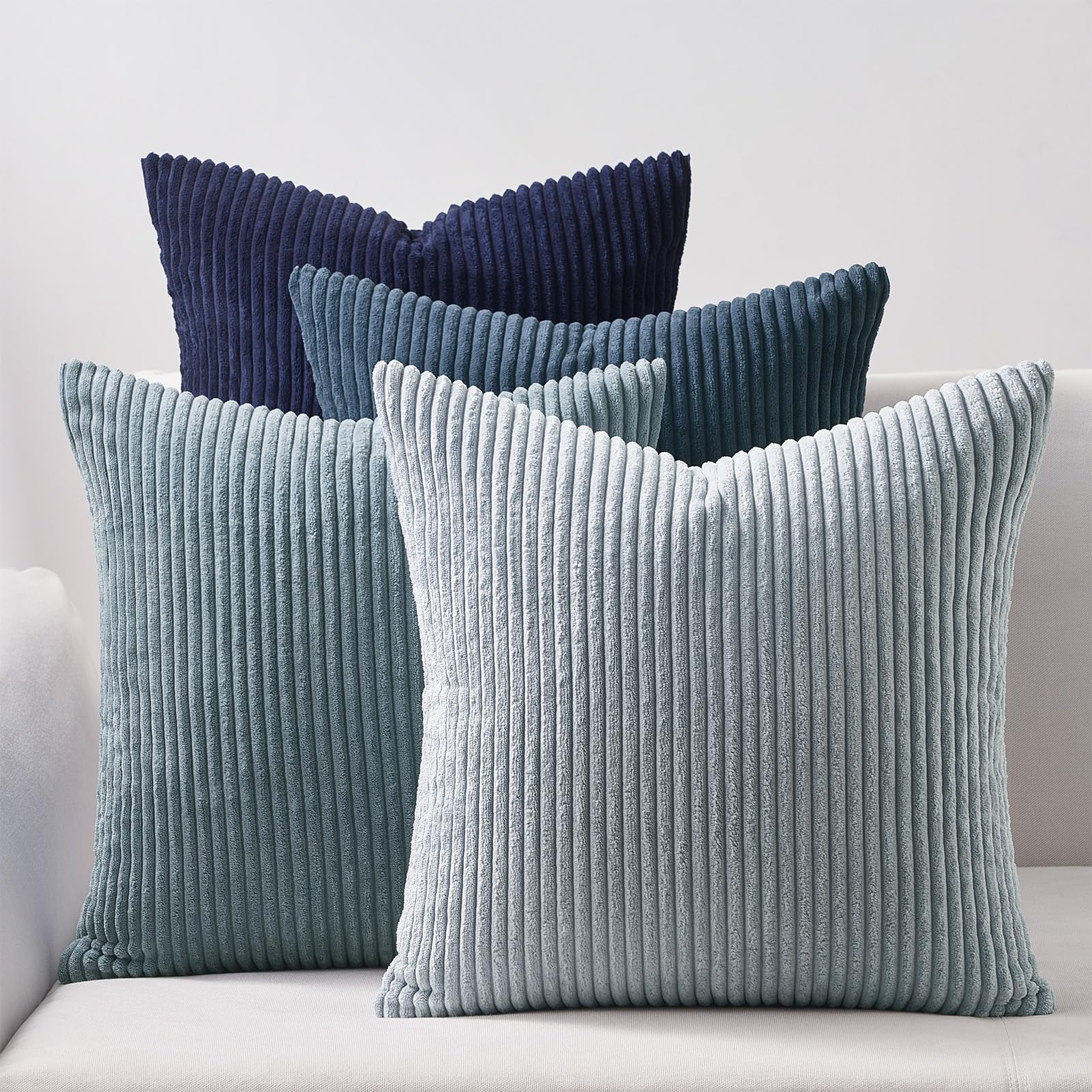 Topfinel Decorative Throw Pillow Covers Cushion Cases, Set of 4 Soft Velvet Modern Double-Sided Designs, Mix and Match for Home Decor, Pillow Inserts Not Included (22x22 inch, Blue) Blue 22" x 22" (Pack of 4)