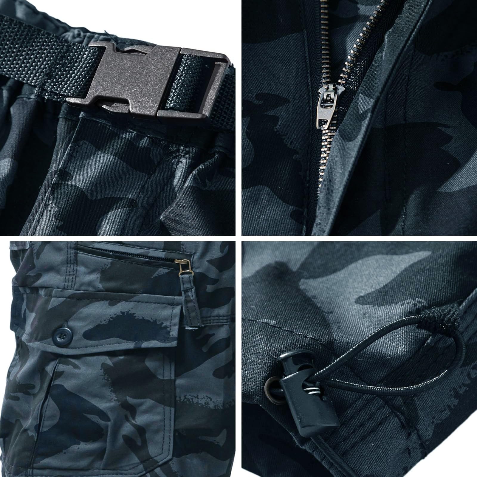 MJGkhiy Bermuda de Travail Homme été Pantacourt 3/4 Cargo Short Coton Décontracté Pantalon de Travail Court avec Multi-Poches Sport Shorts et Bermudas Long de Loisir avec Ceinture Grande Taille