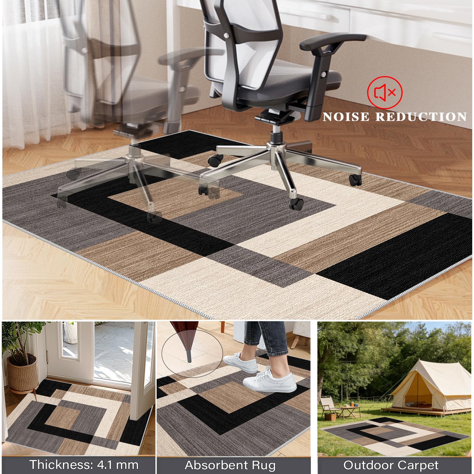 Bodenschutzmatte für Teppiche rutschfest Bürostuhl Matte 90 x 140 cm