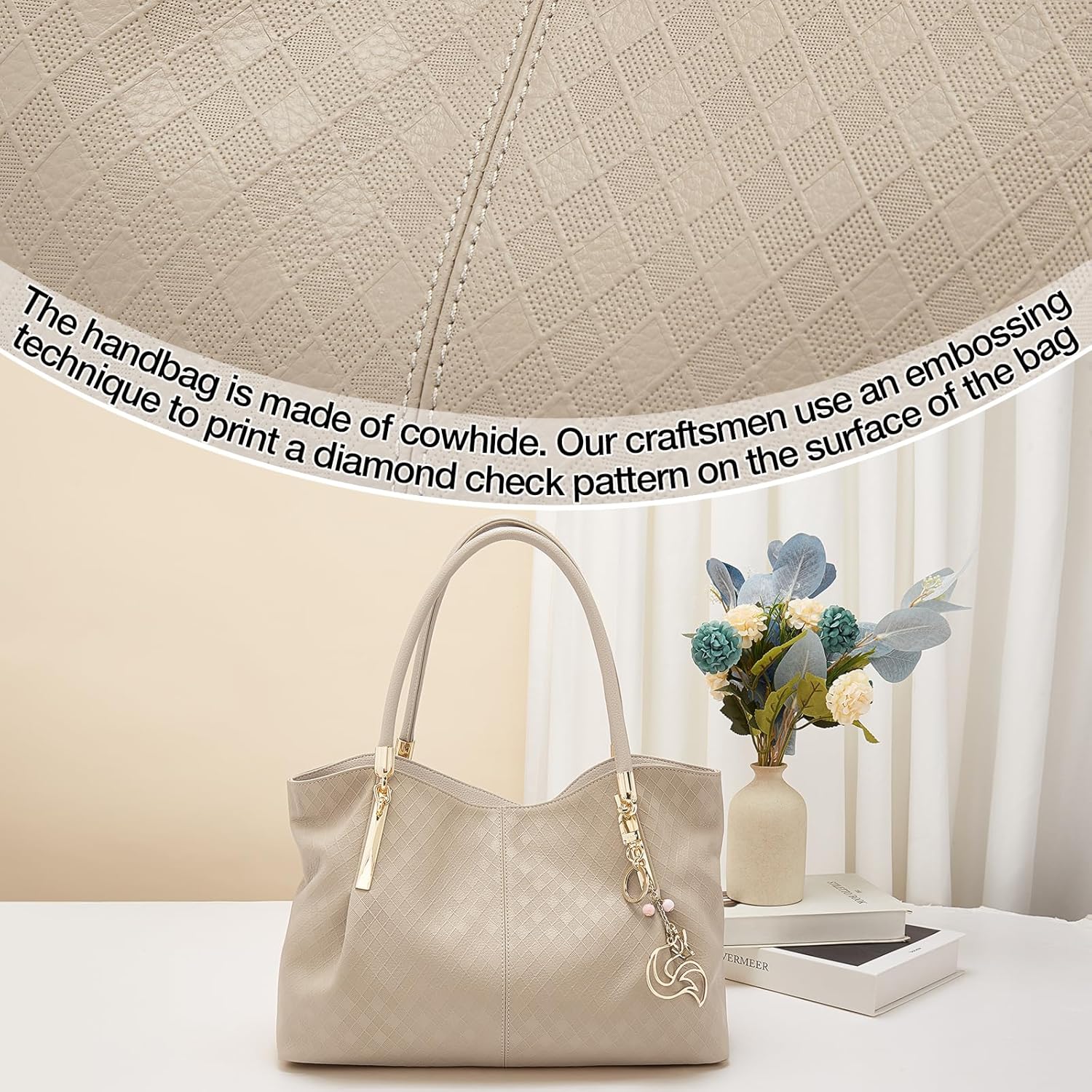 FOXLOVER Large Capacity Genuine Leather Tote Bag for Women Designer Handbags Shoulder Big Purses Minimalist - Image 5