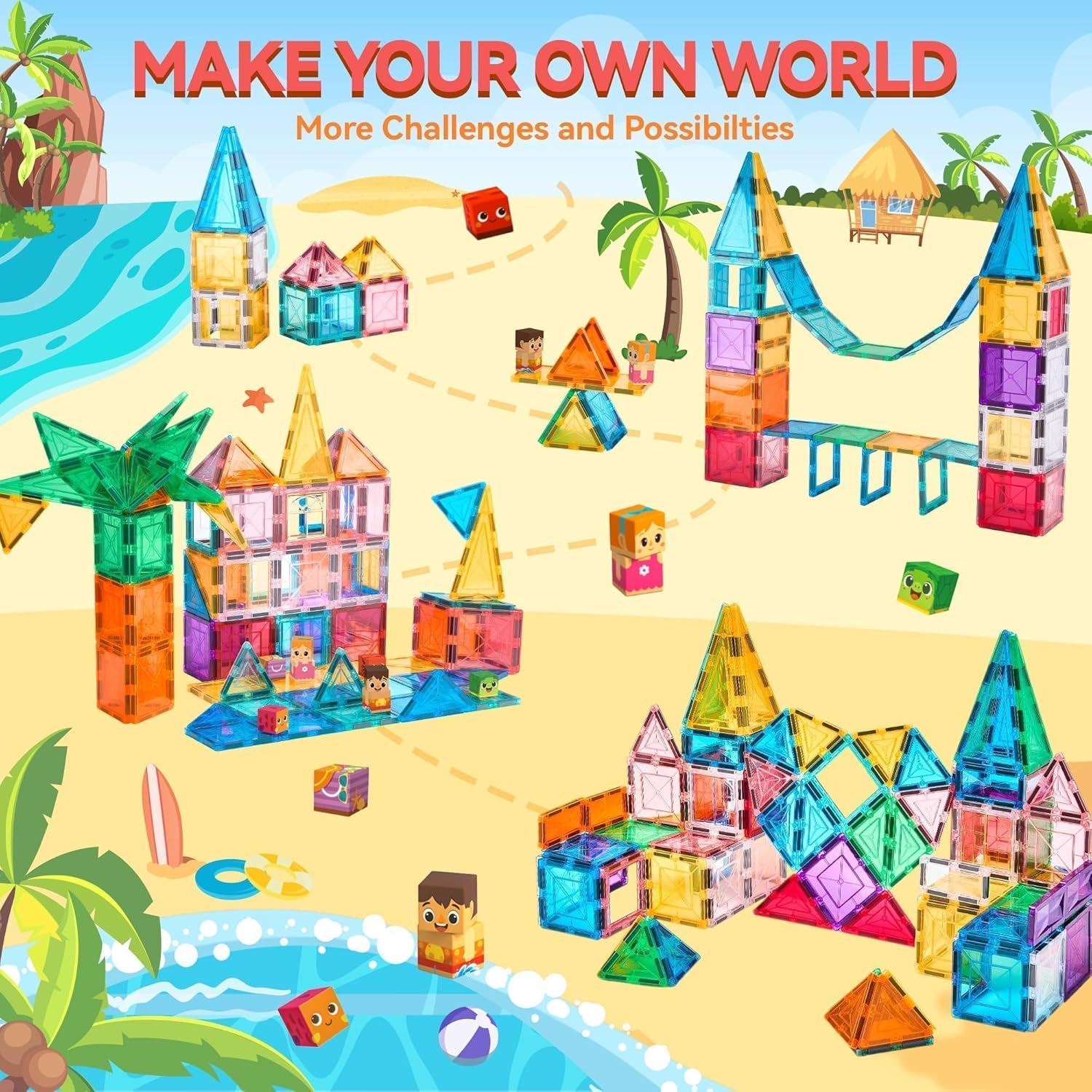 VigorFun Magnetic Tiles Building Toys Set for Kids Ages 3-5 4-8, STEM Construction Kit with 8 Magnetic Blocks, Educational Sensory Magnetic Toys Gifts for Toddler Boys Girls Learning Classroom - Image 5