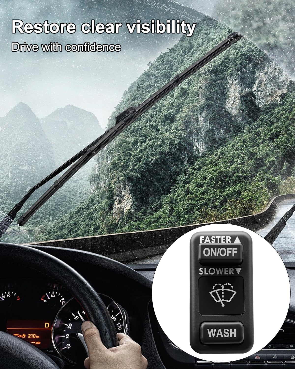 Windshield Wiper Switch Fit for International 5000 Series 5500i 5600i 5900i 9100i SBA 9200/9200i SBA 9400/9400i SBA 9800 SBA 9900/9900i SFA 2000-10 Replace 901-5102 9015102 3534329C1 577.303