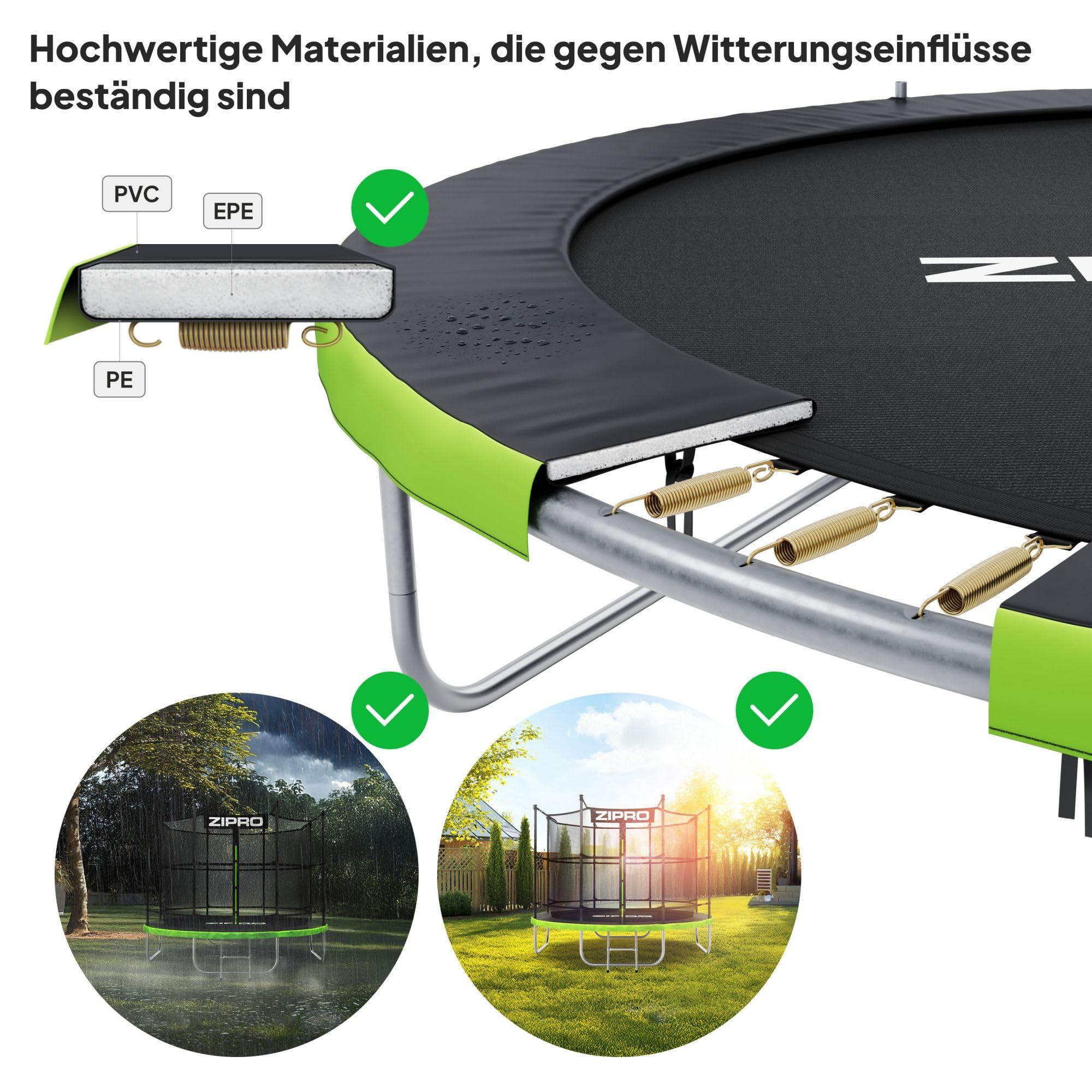 ZIPRO Trampolin Outdoor Kinder Kindertrampolin Rechteckig Bodentrampolin für Garten Gartentrampolin Eckig Groß mit Netz Sicherheitsnetz Innen Springmatte und Leiter Stabil Rahmen