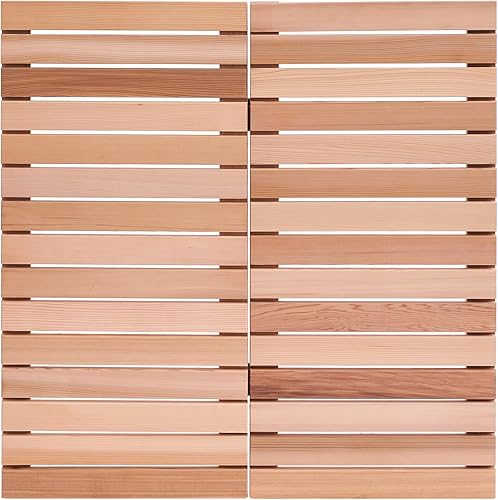 bingaai Tapete de ducha de madera de cedro, tapete de baño de madera de cedro, tapete cuadrado de 30 pulgadas, tapete de baño de madera plegable