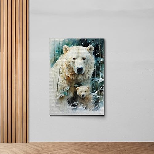 Fox Mother Cub Print, In The Style Of Stencil,Based, Kids Wall Art, Kids Wall Art Display, Mom And Baby Animal Art Print, Decor Canvas, Art Print