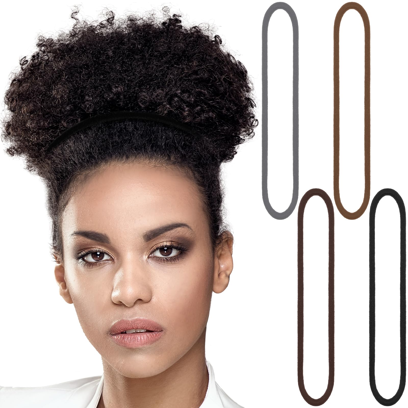 Dingion 80 Count Extra Long Hair Tie for Thick and Curly Hair Elastic Ponytail Holders for Women No Metal Bands Accessories(Multi Color)