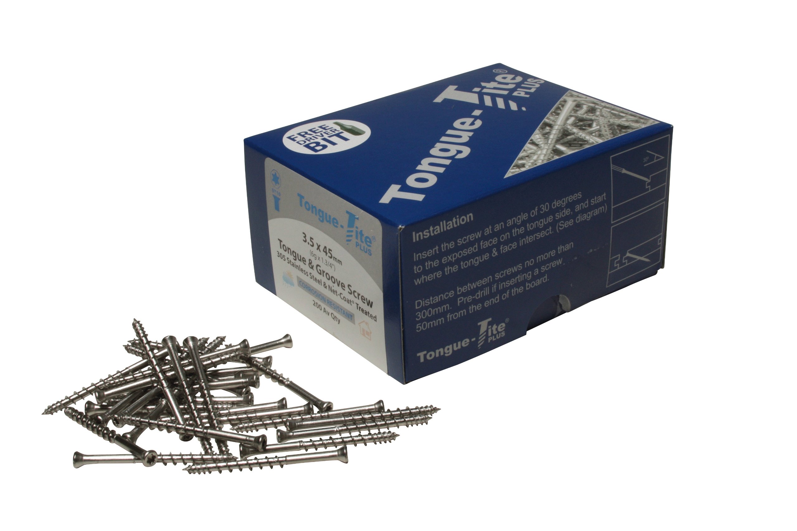 TiteRange TFTTS03545 3.5 x 45mm Stainless Steel Tongue and Groove Screw (Old Version)