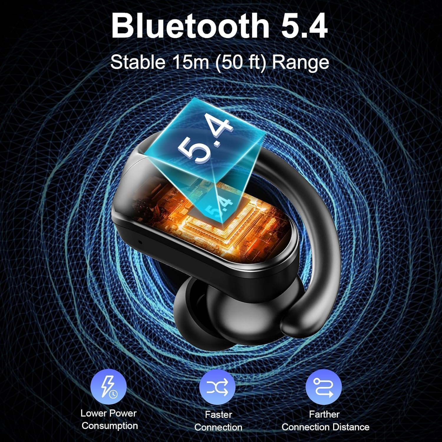 Auriculares Inalambricos, 70Hrs Auriculares Bluetooth Deportivos 5.4 con 3D Estéreo, 2026 Cascos Inalambricos, IPX8 Impermeable Cancelacion Ruido ENC Mic, In-Ear Auriculares Running Sport Pantalla LED