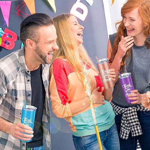 Miniatura 5 de Bokon Vaso de viaje de acero inoxidable de 16 onzas con tapa y pajilla, regalos de agradecimiento para empleados, compañeros de trabajo, amigos,