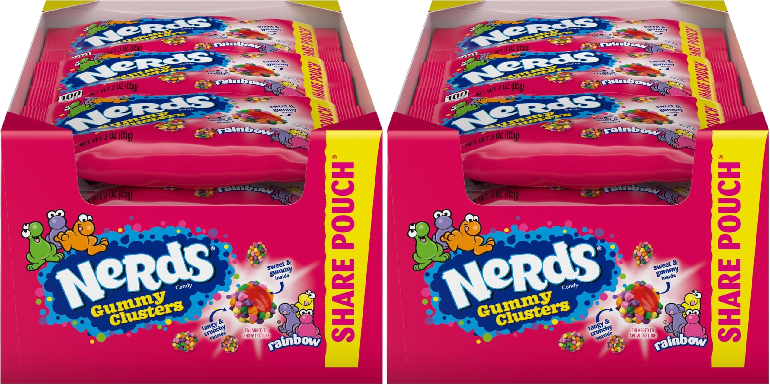 Nerds Gummy Clusters Candy, Rainbow, Springtime Easter Candy, 3 Ounce Pouches (Pack of 24)