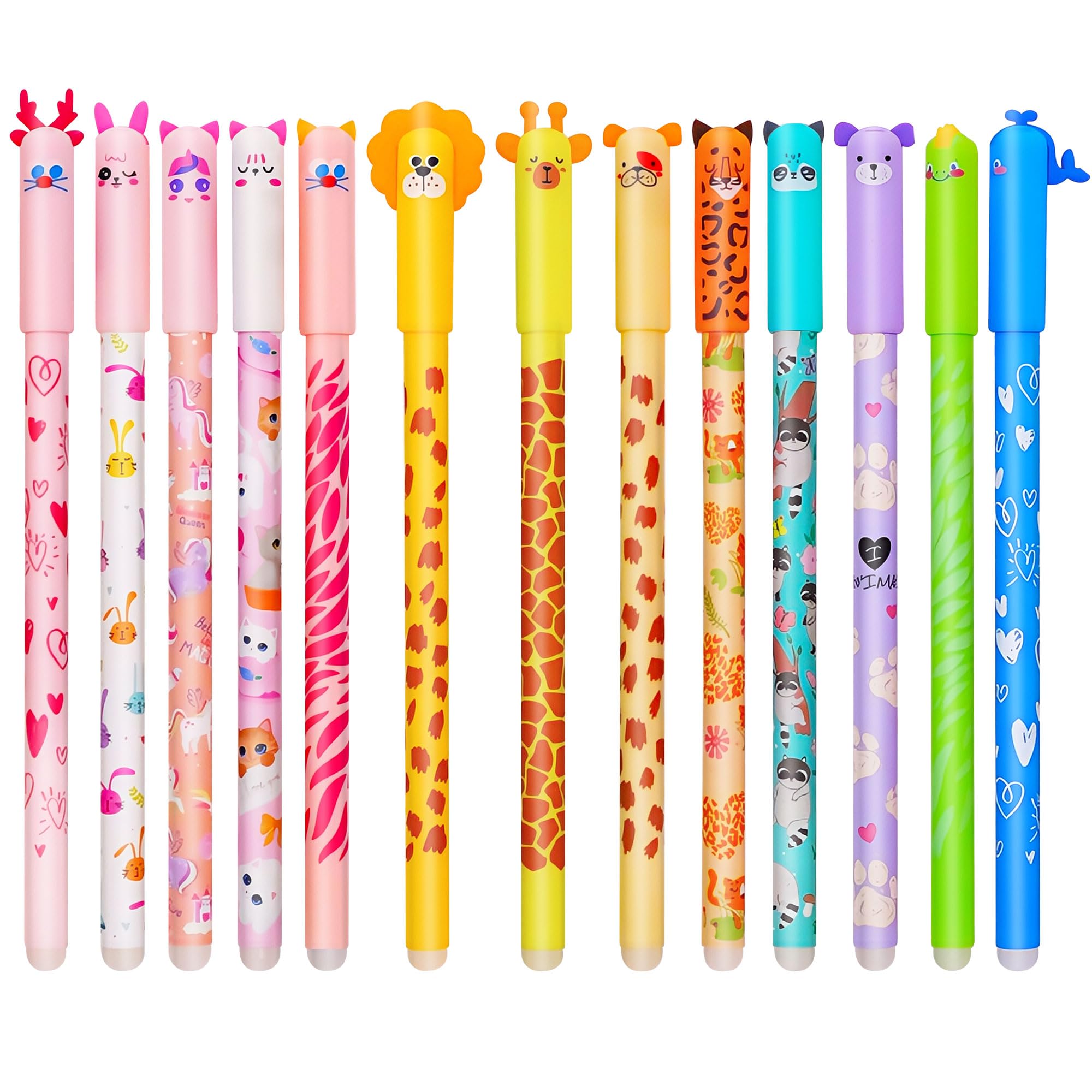 HTGWCG Set di Penne Gel Cancellabili, Penne con Inchiostro Cancellabile Termosensibile, Nero, Rosa, Verde, Rosso, Cancella Senza Consumare il Foglio, Punta 0,7 mm (B)