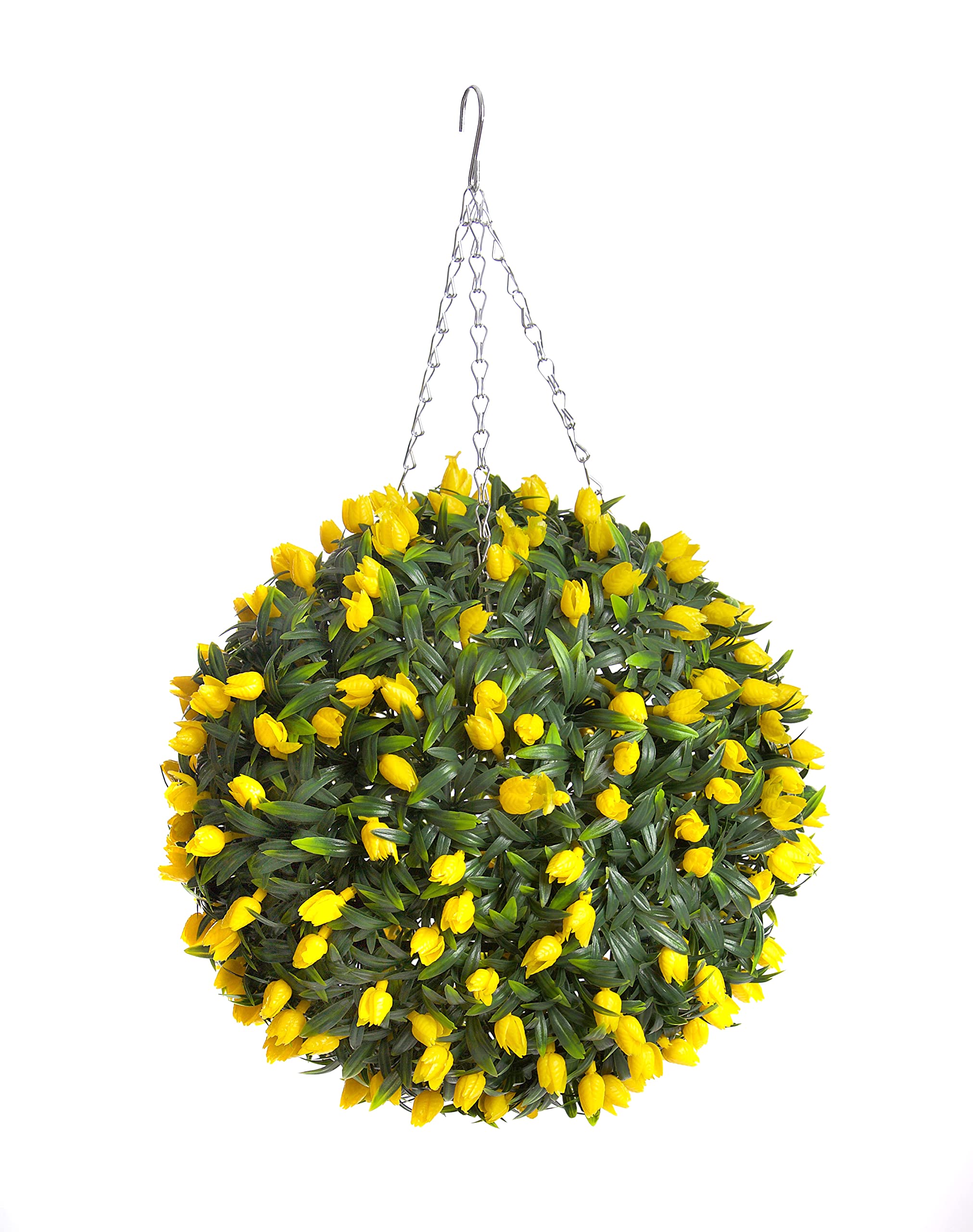 Best Artificial Yellow Tulip Flower Ball Lush Long Leaf Topiary Grass (38Cm, )