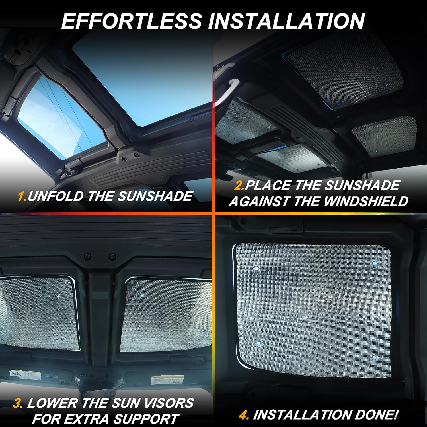 Yinanlutos Sunroof Sunshade Compatible with Hummer EV Pickup Truck 2022-2026 Accessories Roof Window Shade Foldable Sunroof Shade Heat Block UV Reflector Reflective 4PCS (Silver)