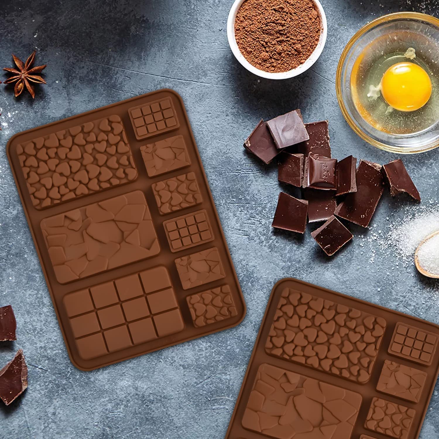 3 Moldes De Silicona Antiadherentes Para Hornear Chocolate, 6 Rejillas, Utensilios De Cocina