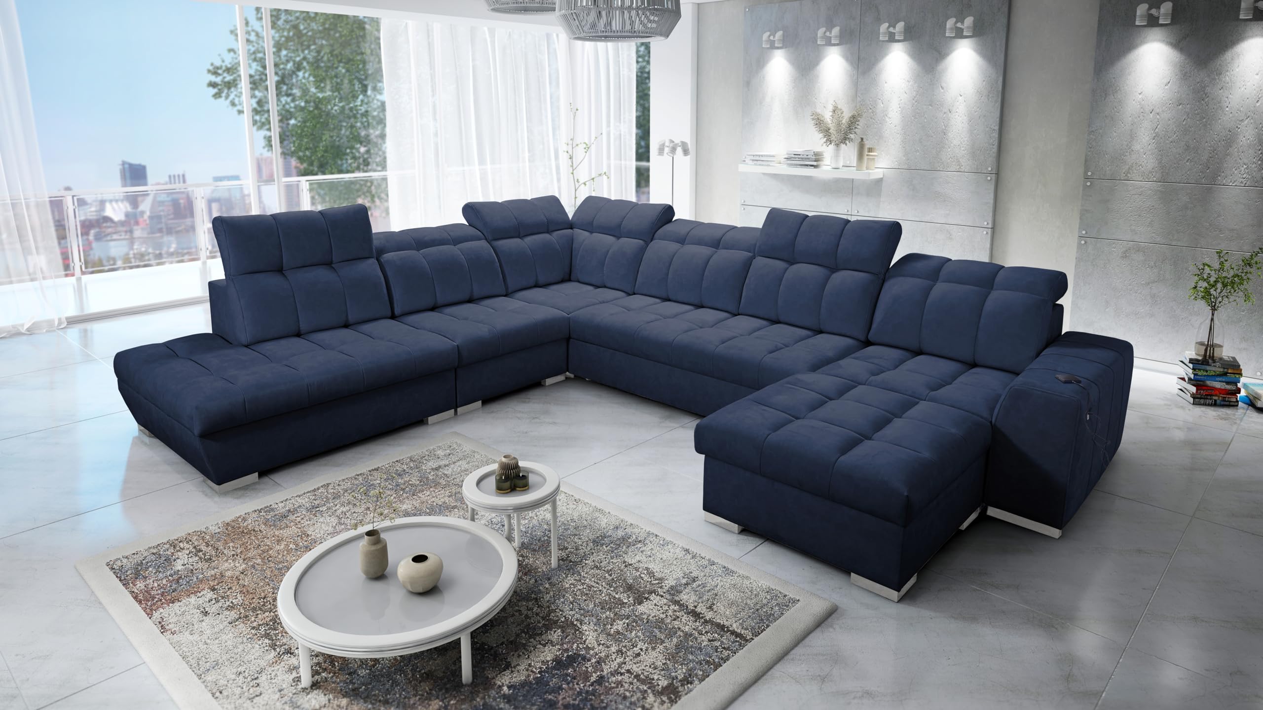 IM SOFA XXL Couch Riesensofa in U-Form Wohnlandschaft Pagani X Links/rechts Farbe wählbar TOP Qualität Küche, Haushalt & Wohnen