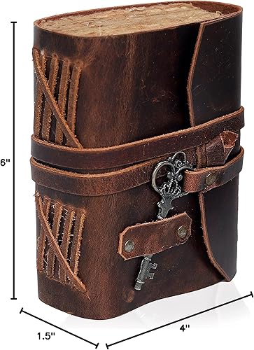 Miniatura 9 de cuero Diario de cuero para mujeres y hombres, cuaderno de cuero de papel con borde Deckle de 180 GSM, diario encuadernado en cuero (marrón)
