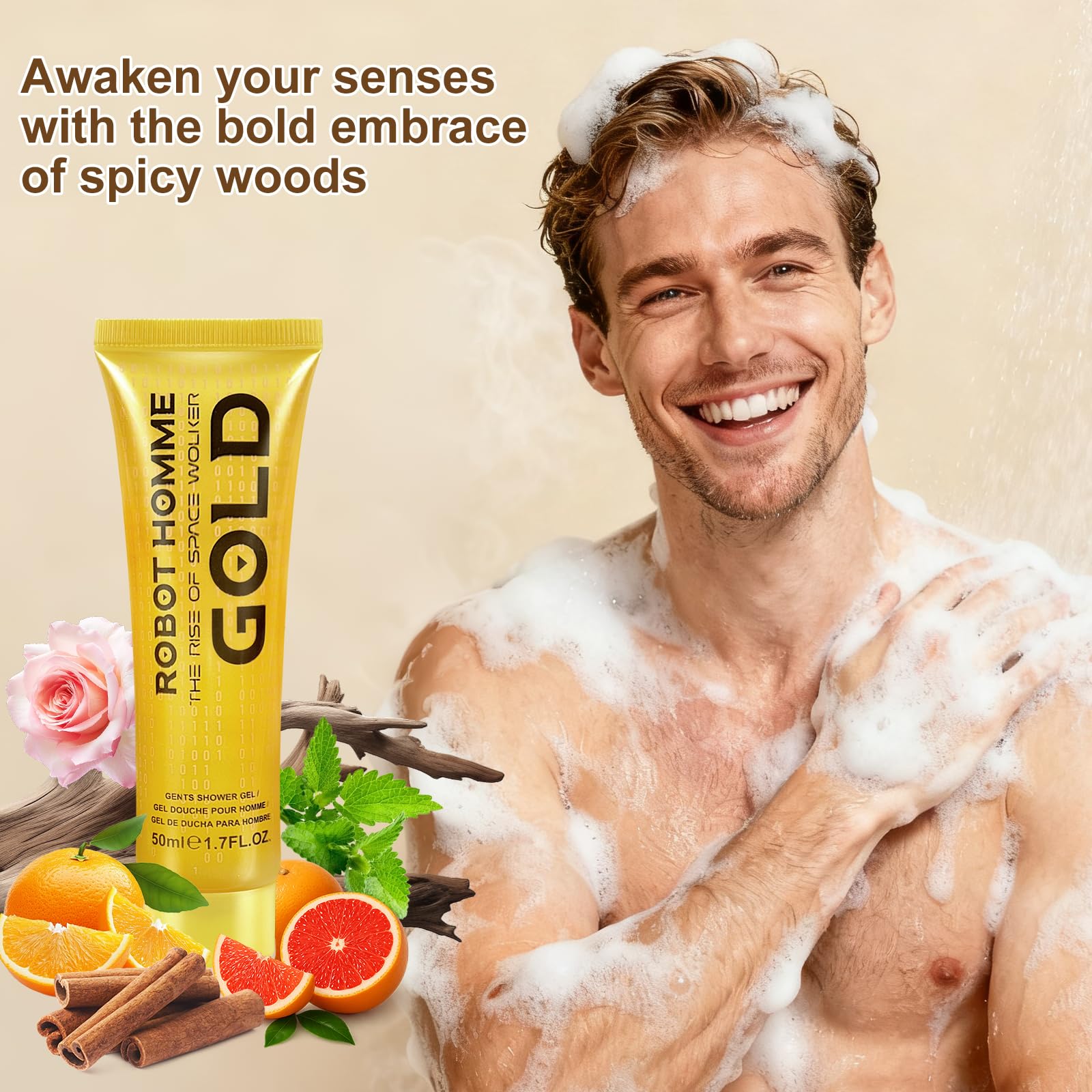 Coffret Cadeau Homme,Parfum Homme avec 2 x Eau de Toilette, Gel Douche et Lotion Apres Rasage, Format Voyage, Notes Boisées épicées, Convient à un Usage Quotidien