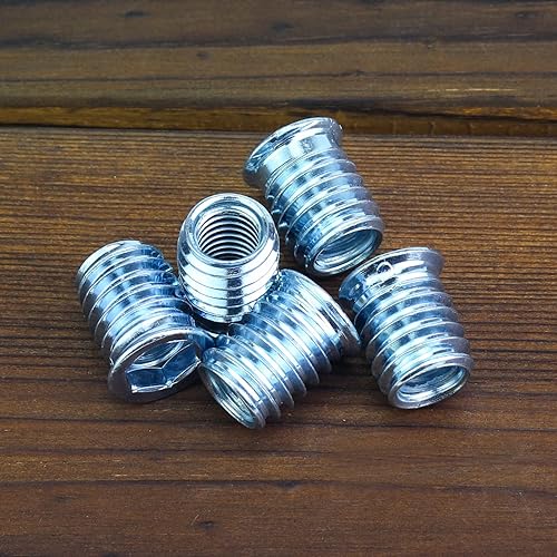 Miniatura 11 de 30 piezas de insertos roscados de 5/16"-0.709 x 0.787 in con llave hexagonal, insertos de madera, acero al carbono chapado en zinc azul