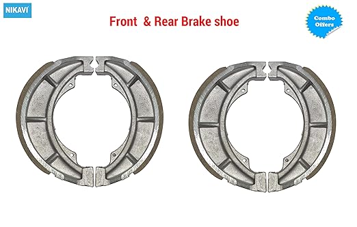NIKAVI Motorcycle Front & Rear (Combo) Brake Shoe Set Compatible for Passion Pro (BSS05+BSS05)