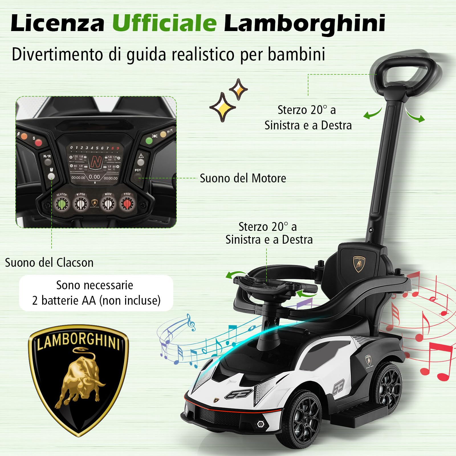 Auto Da Spinta 3 In 1 COSTWAY Per Bambini 18-60 Mesi - Passeggino, Auto Camminante E Auto Da Cavalcare, Nero