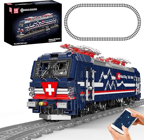 Mould King 12045 - Kit de modelo de tren, 3,072 piezas Vectron MS eléctrica de construcción de locomotora con pista, aplicacióncontrol remoto,