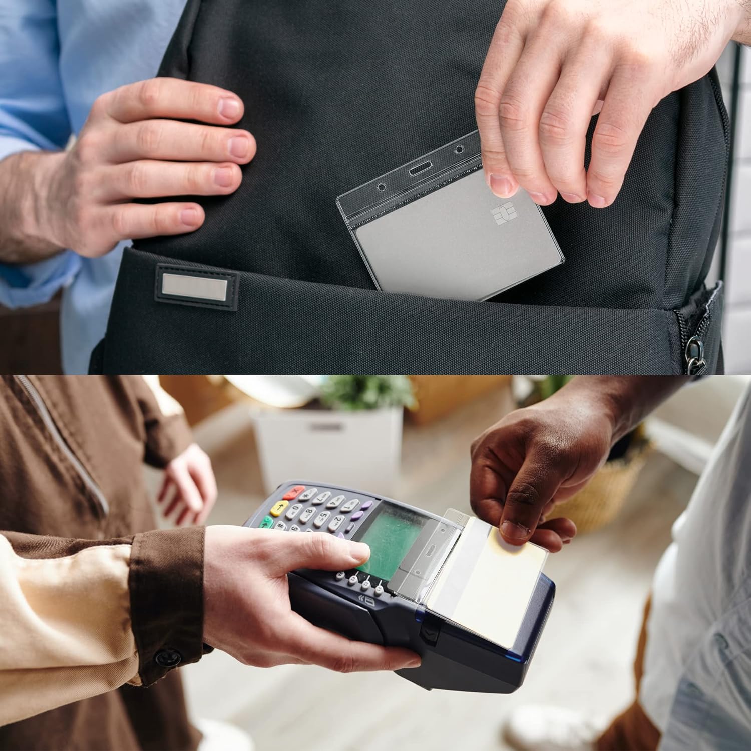 4x3 Inches Horizontal Badge Holder, Clear ID Card Holder with Waterproof Resealable Zip Type Protector, Badge Sleeve Fits Name Tag Holder/RFID/Proximity/Credit Card(Holders,50PCS) - Image 5