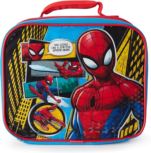 Fast Forward Spiderman - Lonchera para niños, con aislamiento, para la escuela, preescolar, primaria, picnic, talla única, Spiderman rojoazul