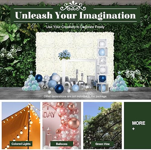 Vista 40 de 20 paneles de pared de flores artificiales, decoración de pared de 24 x 16 pulgadas, paneles decorativos de flores de hortensias para el hogar, 20