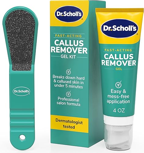 Dr. Scholl's Kit de gel removedor de callos de acción rápida, eliminación de piel dura, pies suaves y suaves en minutos, fórmula profesional de