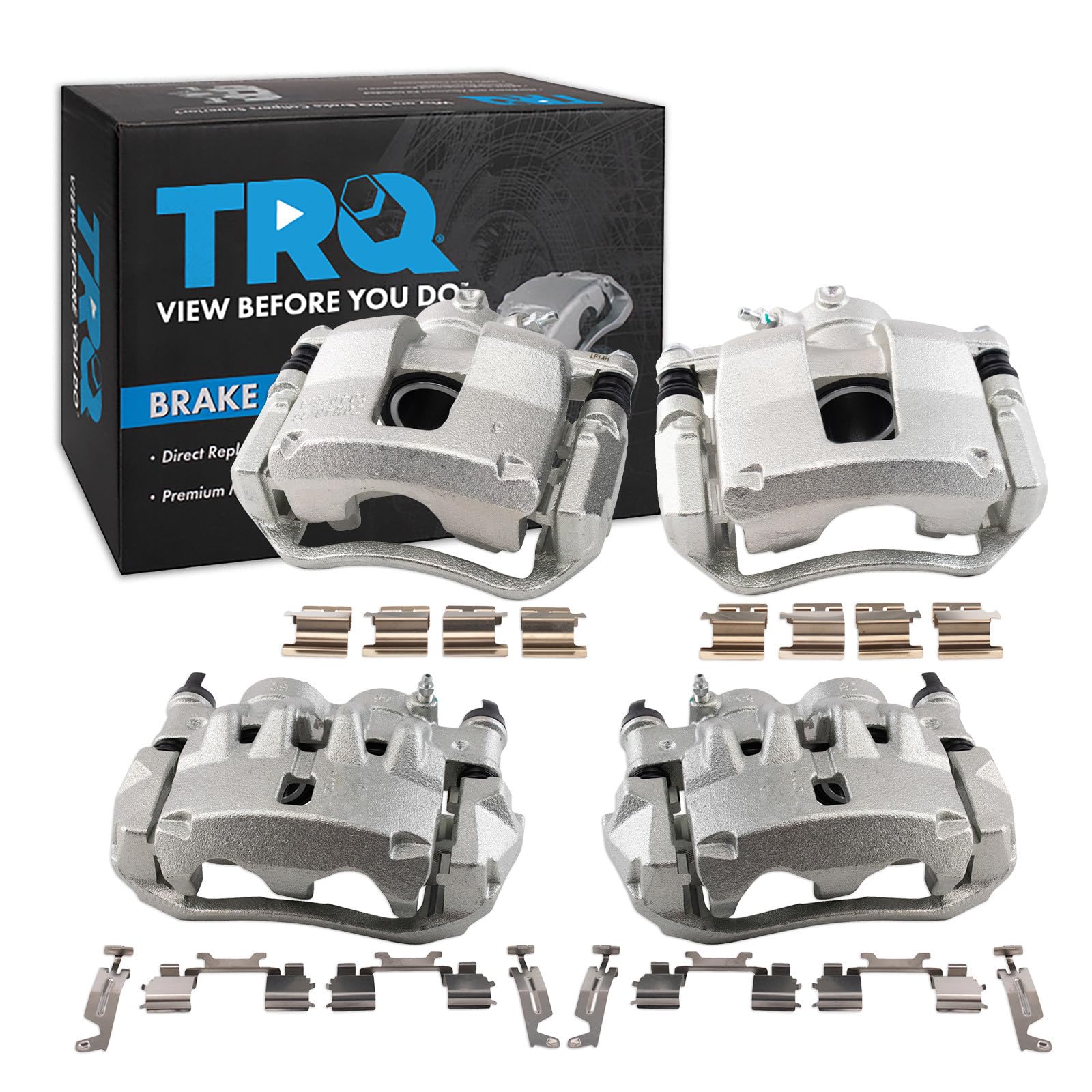 TRQ Front and Rear Brake Caliper Set Zinc Coated Brackets Compatible with 2014-2017 Ram ProMaster 1500 2014-2017 ProMaster 2500 3500