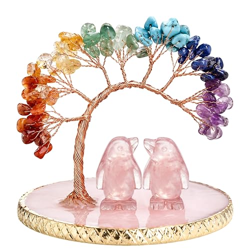Crystal Gifts for Women – Rose Quartz Love Penguin Figurines