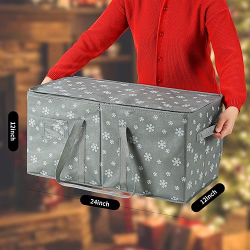 Miniatura 2 de Caja de almacenamiento de adornos navideños con cierre de cremallera 1 unidad, capacidad para 128 bolas de Navidad, organizador de almacenamiento de