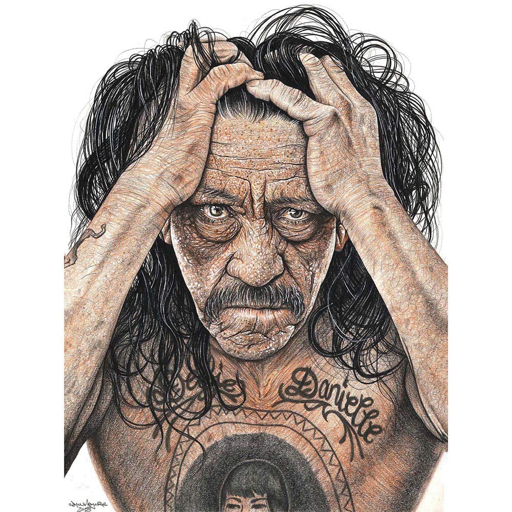 Wee Blue Coo Wayne Maguire Tattooed Danny Trejo Inked Ikon Art Print Poster Wall Decor 12X16 Inch