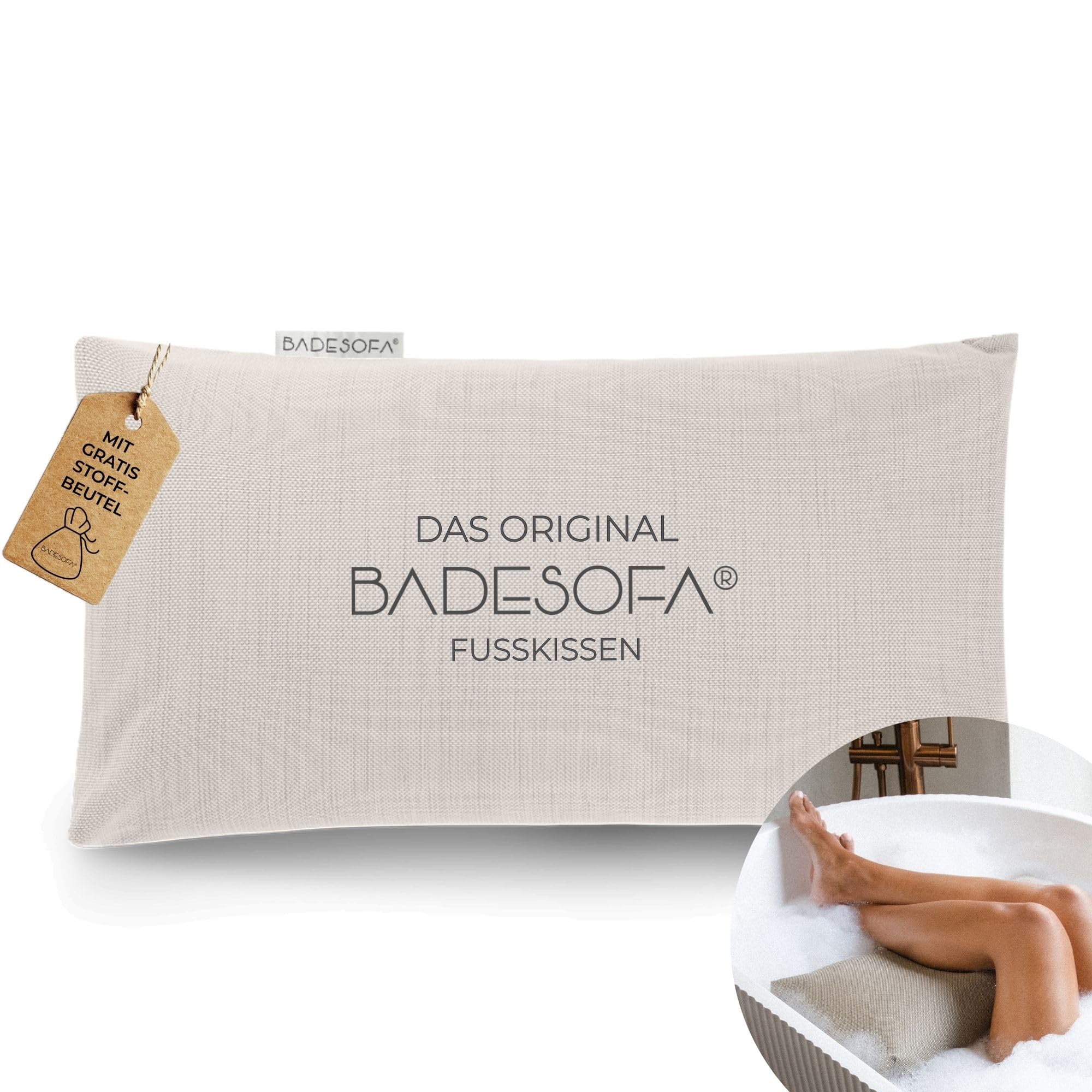 BADESOFA® Fußkissen | Premium-Qualität | Badewannen-Kissen für bequemes Baden | Made in EU | Badewanne-Kissen waschbar | Bade-Kissen in Perlmutt | Badewannen-Zubehör | Passt in Jede Badewanne