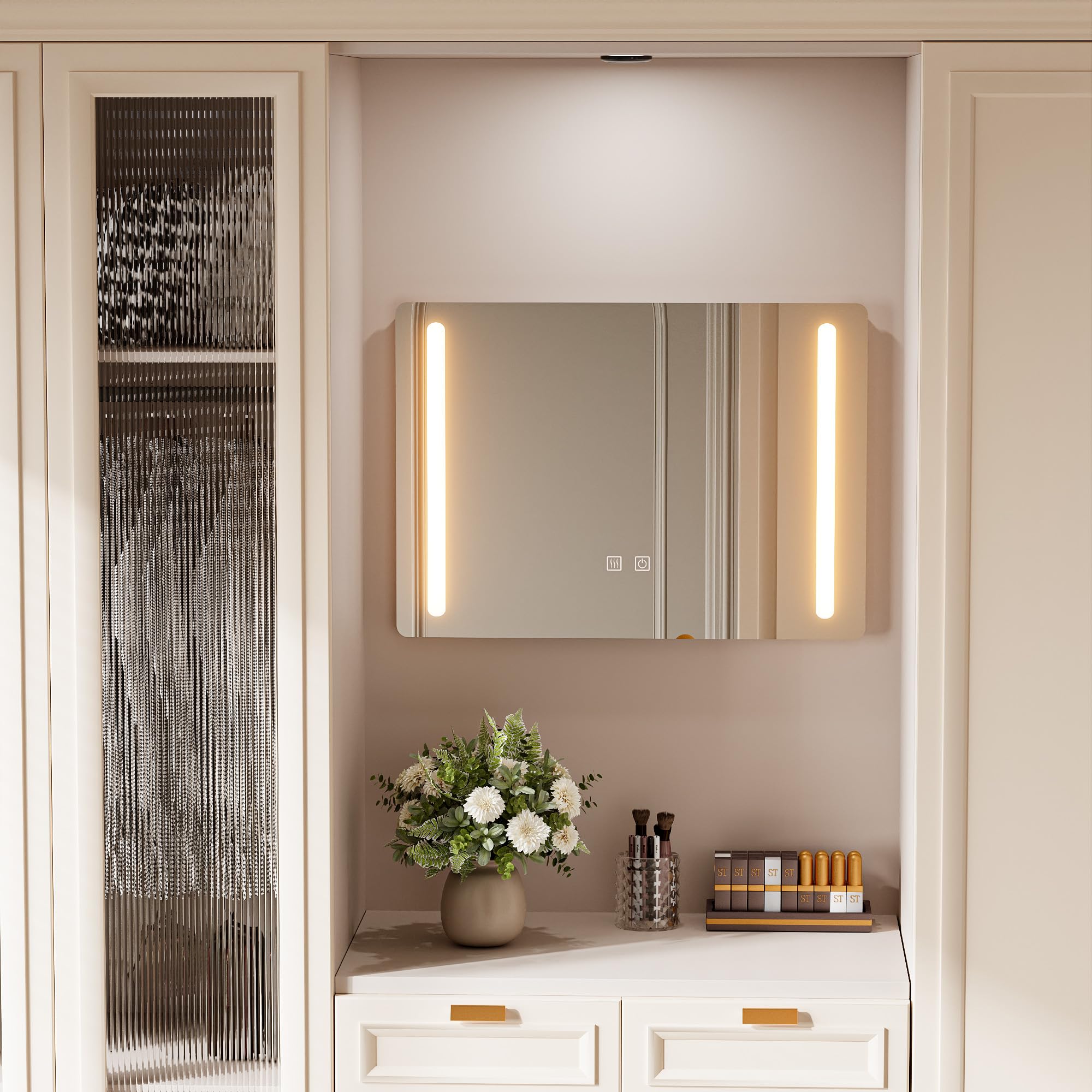 Specchio Bagno con Luce e Antiappannamento 70x50 cm Rettangolare Specchi da Parete per Bagno con led illuminato Regolabile in 3 colori (Spina standard-EU)