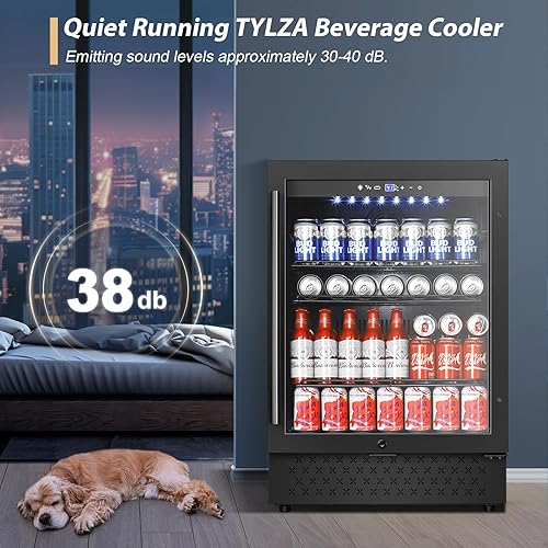 Vista 162 de Tylza Refrigerador de vino de doble zona, refrigerador de vino y bebidas de 24 pulgadas integrado o independiente, nevera de cerveza de vino debajo