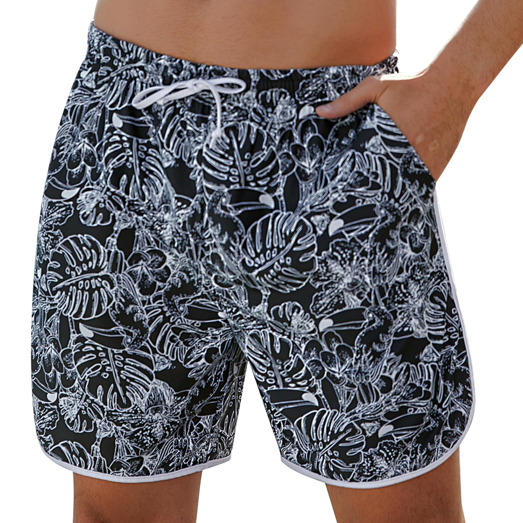 Marvmys Pantalones Cortos de natación para Hombre Pantalones Cortos de natación elásticos Pantalones Cortos de natación Pantalones Cortos de Playa para Vacaciones Casuales S-XXL