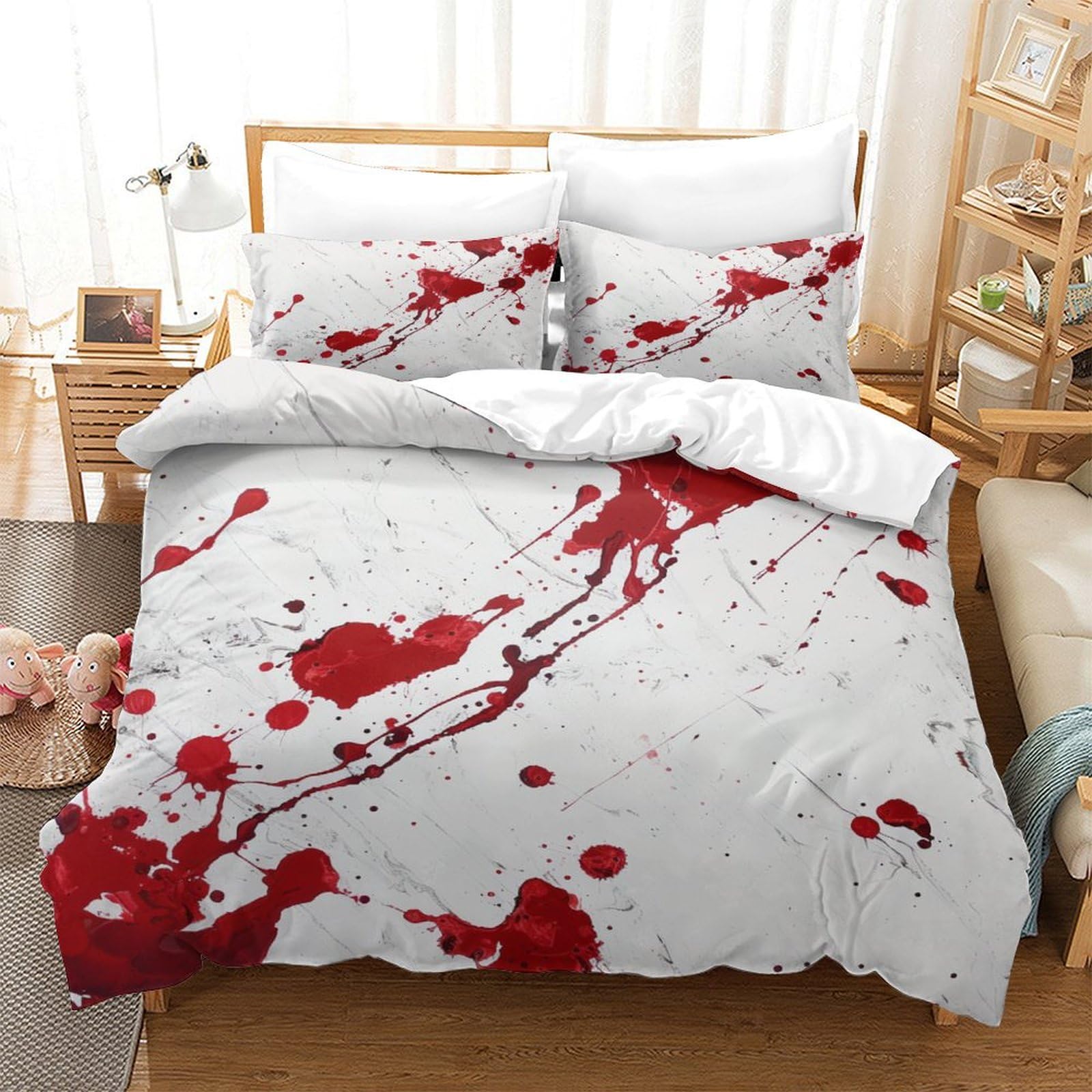 P1S9U7W5Y Creative Bloodstain 3D Printed Duvet Cover Set 3pcs Microfiber Modern Blood Pattern Bedding Set King（220x240cm）