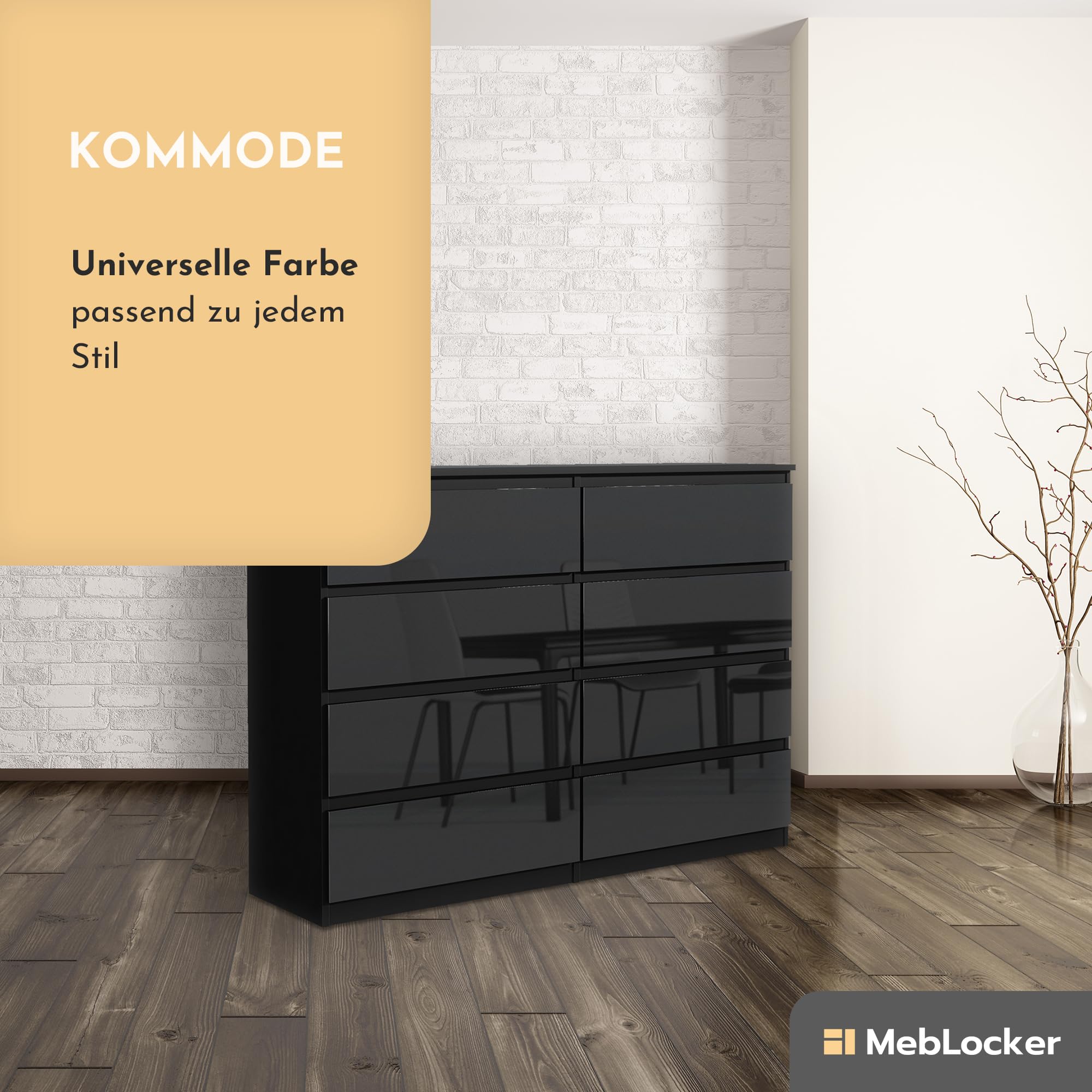 Commode 8 Tiroirs MebLocker 140cm - Rangement Moderne Chêne Sonoma
